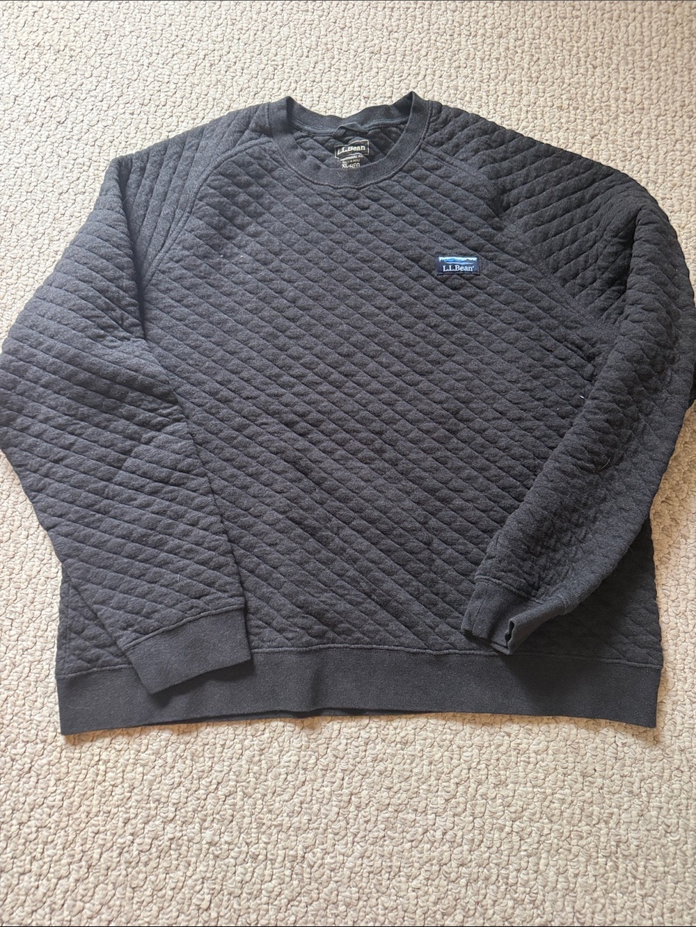 L.L. Bean Quilted Black Crewneck Sweatshirt